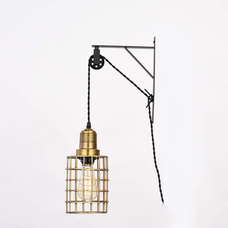 Topotdor Wall Mount Bracket and Pulley Set of 2 for Vintage Farmhouse Hanging Lighting DIY Industrial Pendant Light Fixture (Black) - Image 4